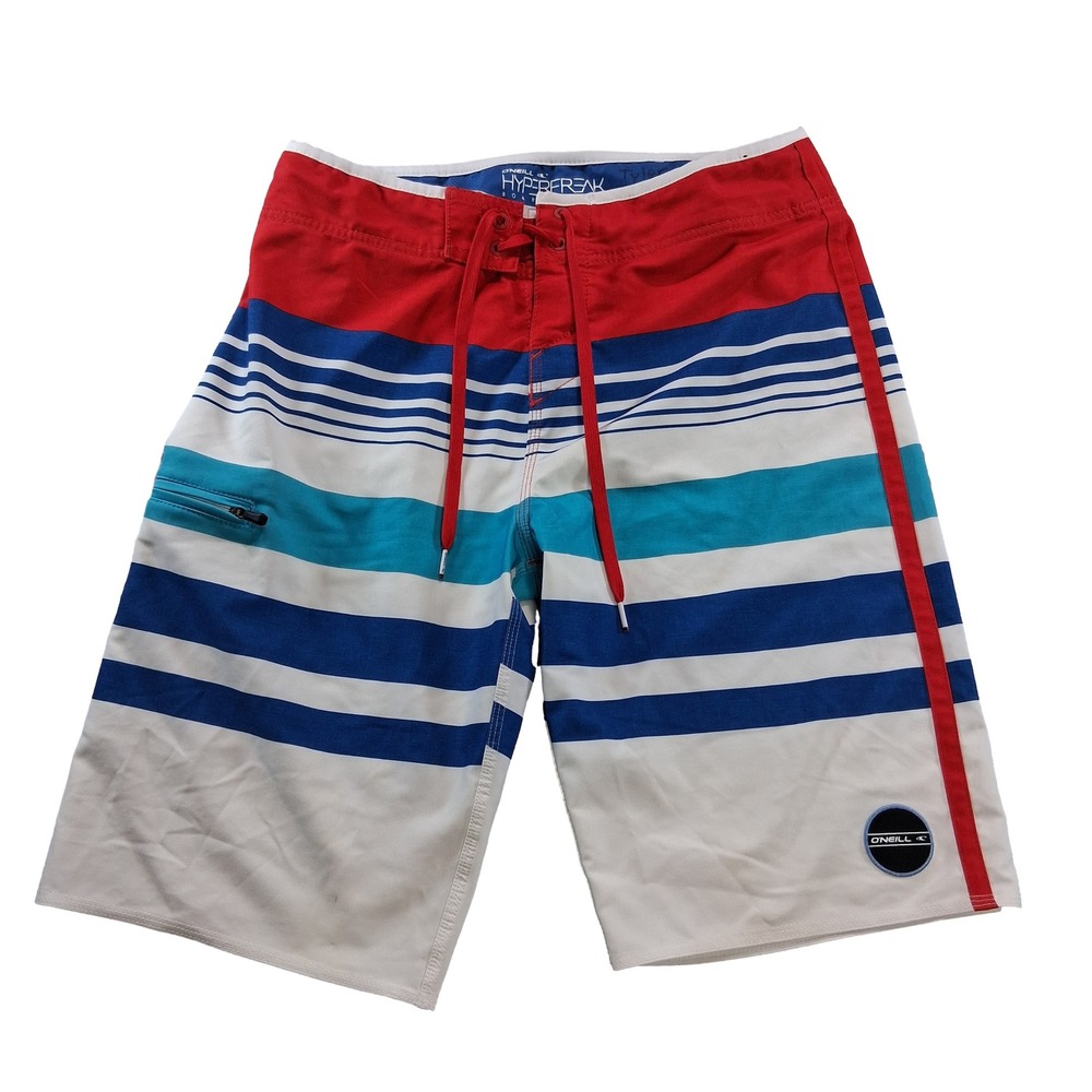 O'Neill Board Shorts Mens 30 Multi-Color Striped Hyperfreak Swim Trunks 19641